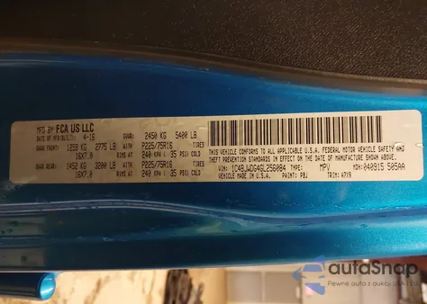 2016 Jeep Wrangler Unlimited Sport z USA, uszkodzony, nr VIN 1C4BJWDG4GL256084